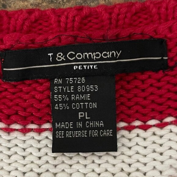 T & Company Womens Cardigan Size PL Patriotic Americana Flag Knit Vintage Style - Picture 5 of 8